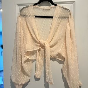 Swiss dot crème colored shawl